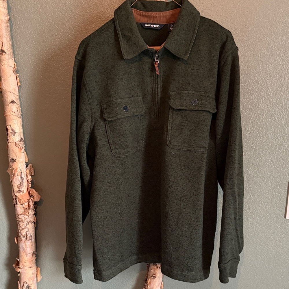 Lands' End Forest Green Half-Zip Sweater
